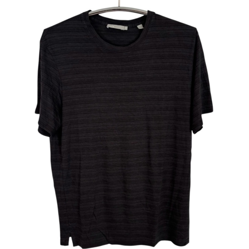 Vince Men’s Modern & Timeless Blackish Gray Horizontal Striped Casual Shirt